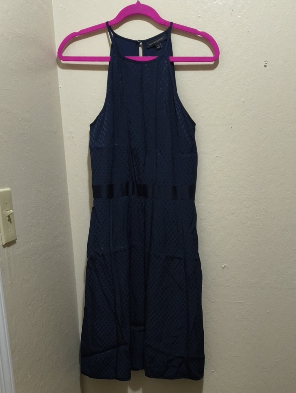 Banana Republic Navy Halter-Neck Midi Dress with Waistband